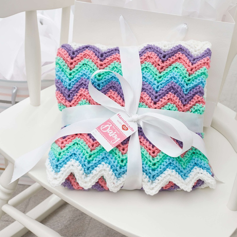 Red Heart Rippling Rickrack Rainbow Crochet Blanket