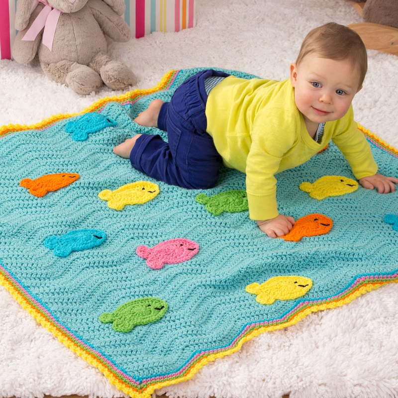 Red Heart School of Fish Crochet Blanket