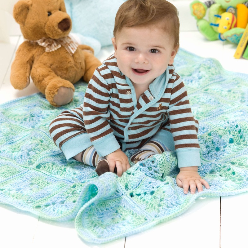 Red Heart Seaside Squares Crochet Baby Blanket