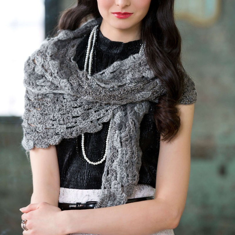 Red Heart Crochet Shades of Grey Scarf
