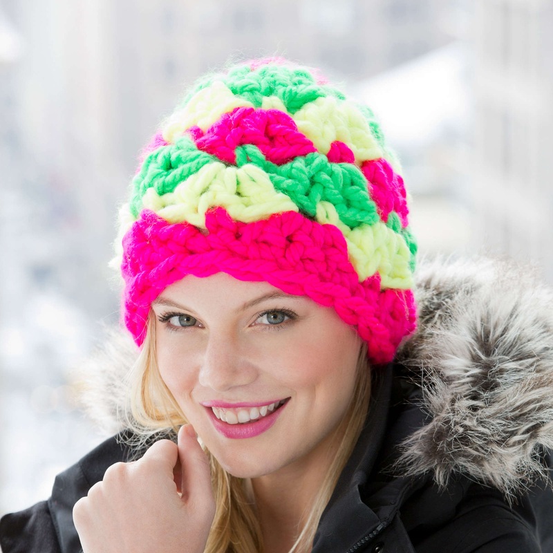 Red Heart Crochet Shell Power Beanie