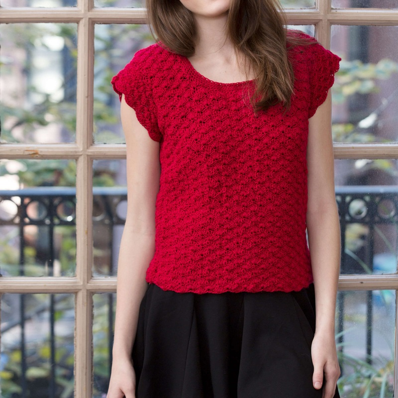 Red Heart Crochet Shell Stitch Top