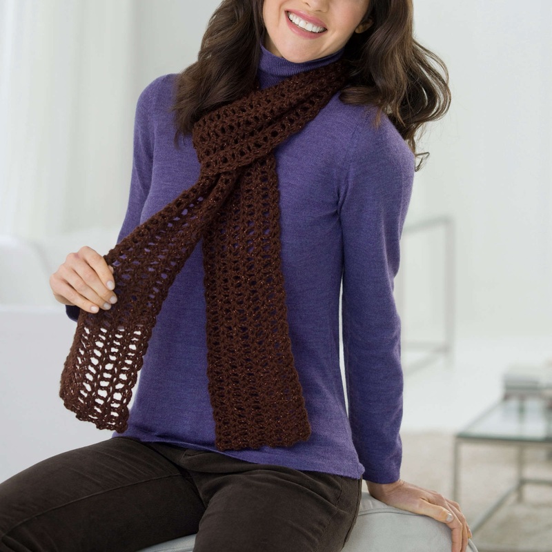Red Heart Crochet Shimmer Lace Scarf