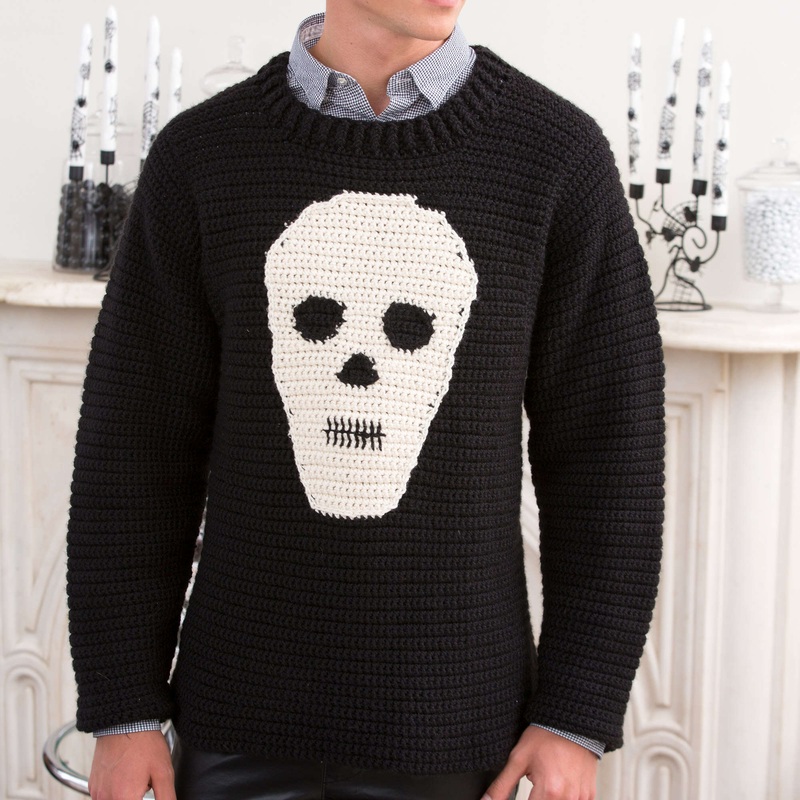 Red Heart Crochet Skull Sweater