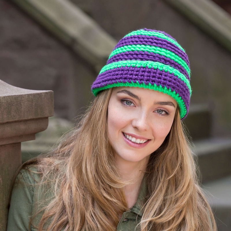 Red Heart Crochet Snappy Stripe Hat
