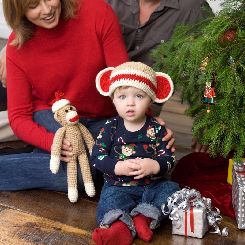 Red Heart Crochet Sock Monkey and Baby Hat