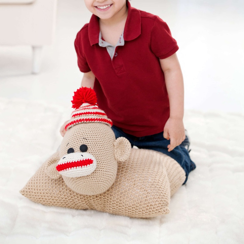 Red Heart Crochet Sock Monkey Pillow Pal
