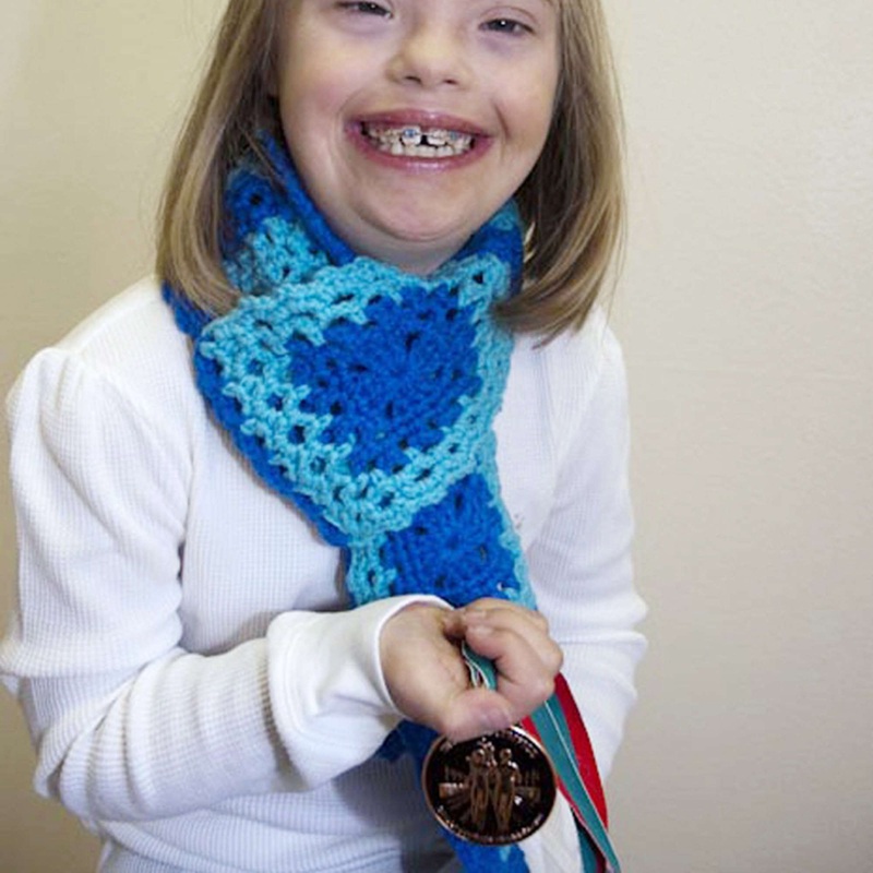 Red Heart Crochet Special Olympics Granny Square Scarf