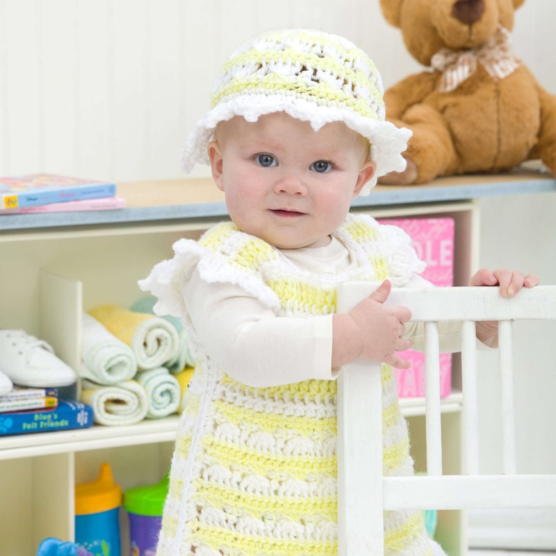 Red Heart Crochet Springtime Baby Dress and Hat