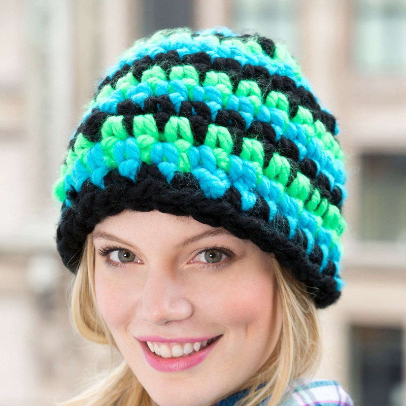 Red Heart Crochet Stripe It Beanie