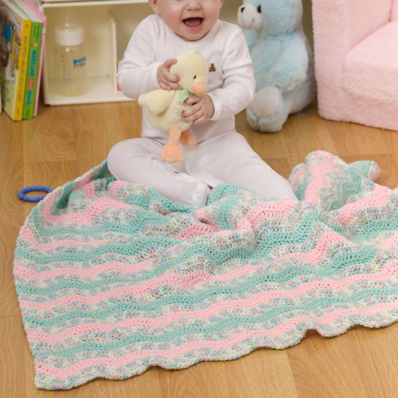 Red Heart Soft Waves Crochet Baby Blanket
