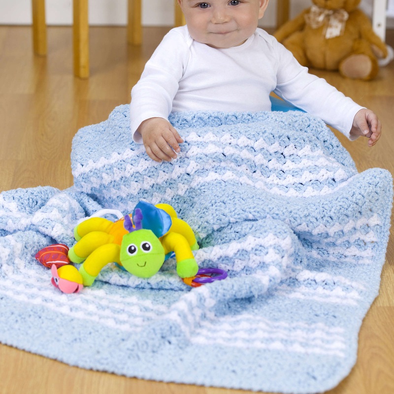 Red Heart Special Delivery Striped Crochet Blanket