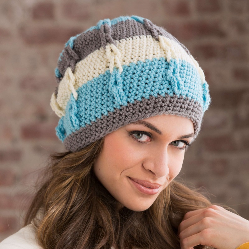 Red Heart Stripe It Slouchy Hat