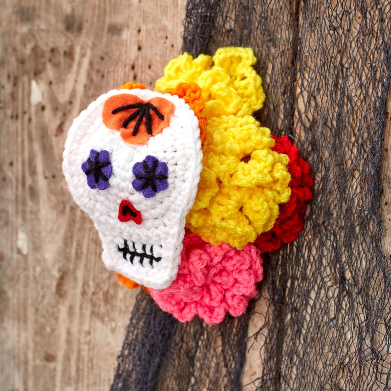 Red Heart Crochet Sugar Skull Child’s Headpiece