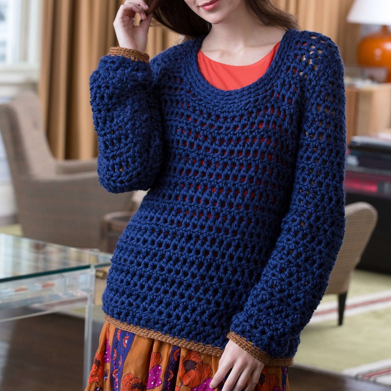 Red Heart Crochet Summer Night Sweater