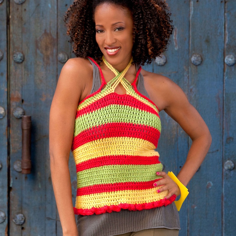 Red Heart Crochet Summer Striped Top