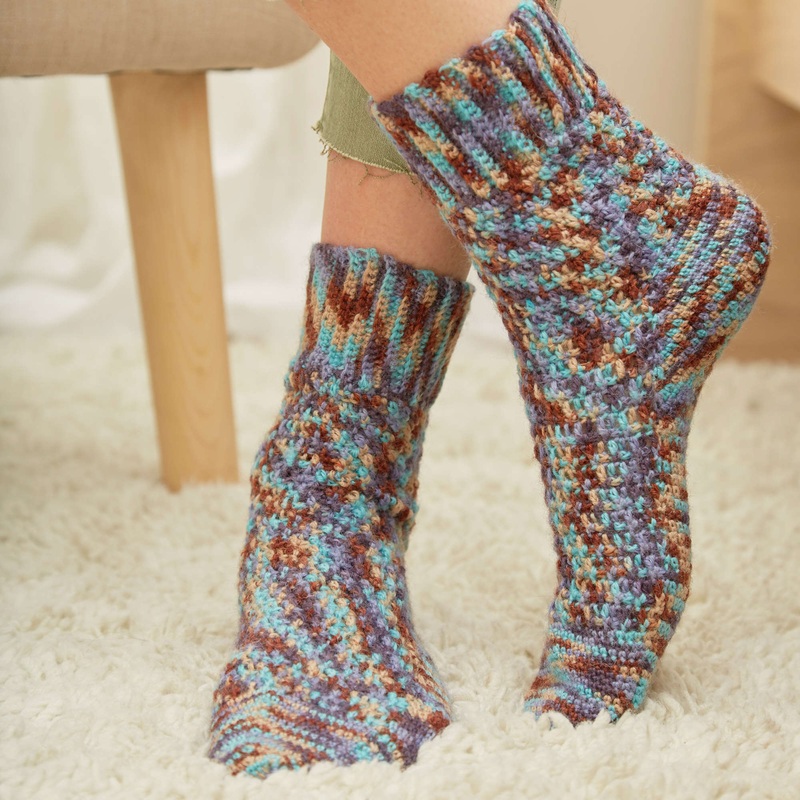 Red Heart Crochet Surf and Sand Socks