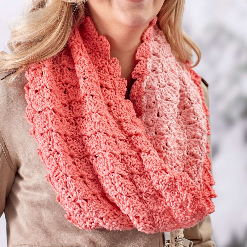 Red Heart Crochet Sweet Shells Twisted Cowl