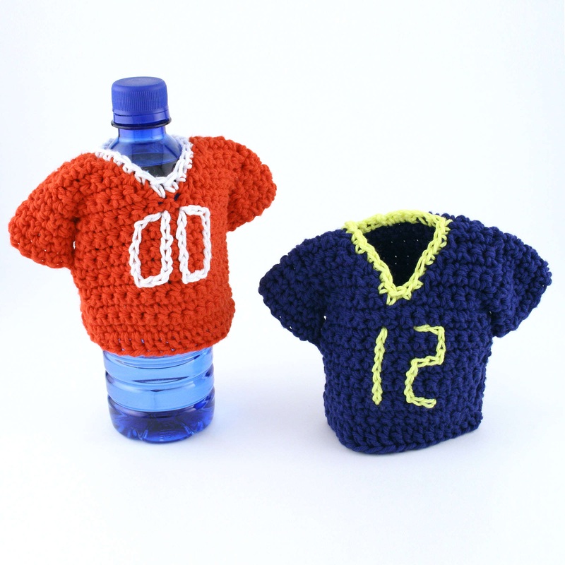 Red Heart Crochet Team Jersey Bottle Coozy