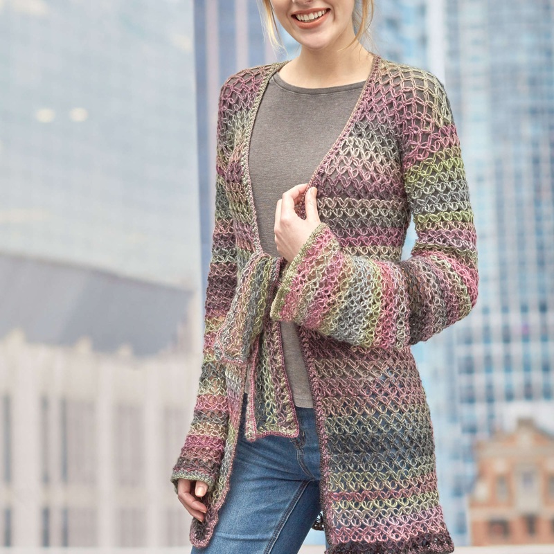 Red Heart Crochet Tie-Front Lover’s Knot Jacket