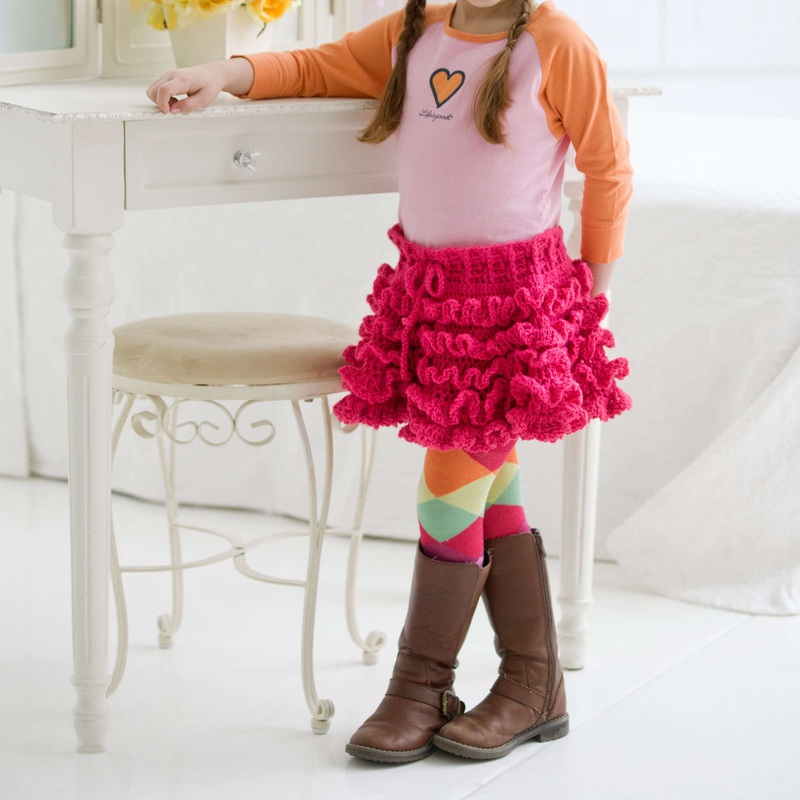 Red Heart Crochet Too Cute Ruffled Skirt