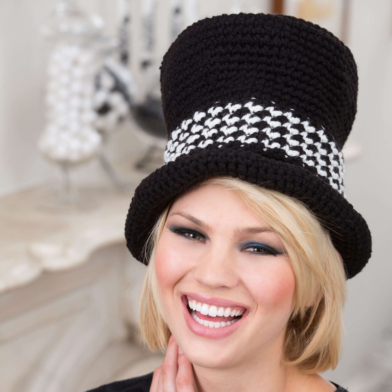 Red Heart Crochet Top Hat Sophisticate