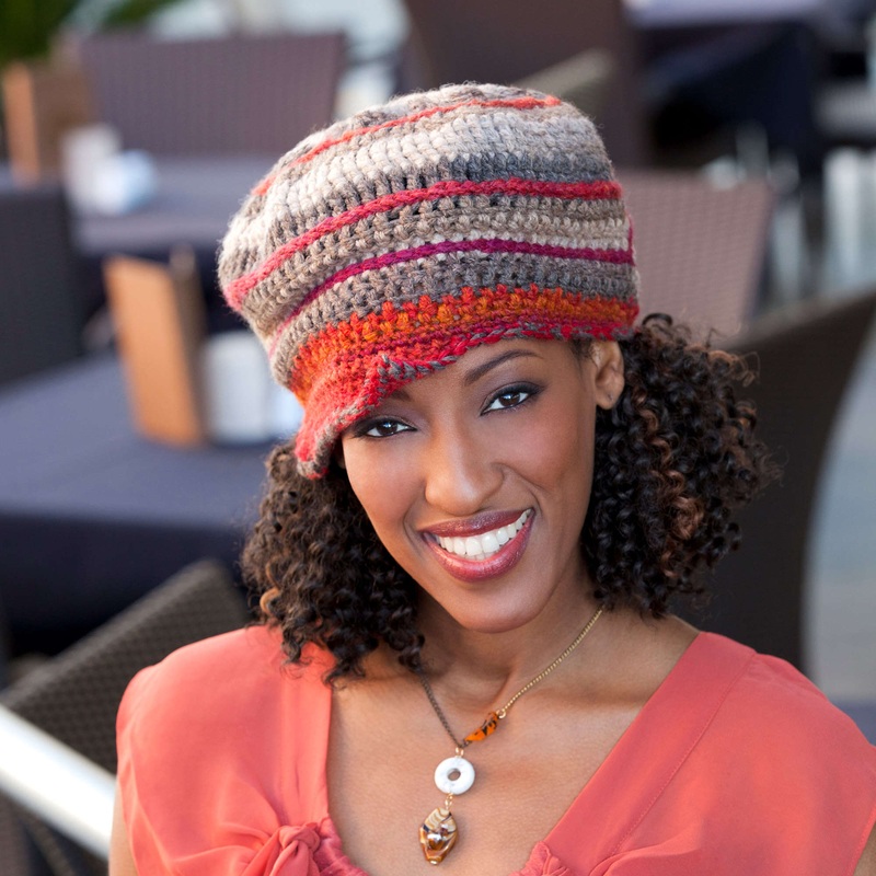 Red Heart Crochet Top Stitched Hat