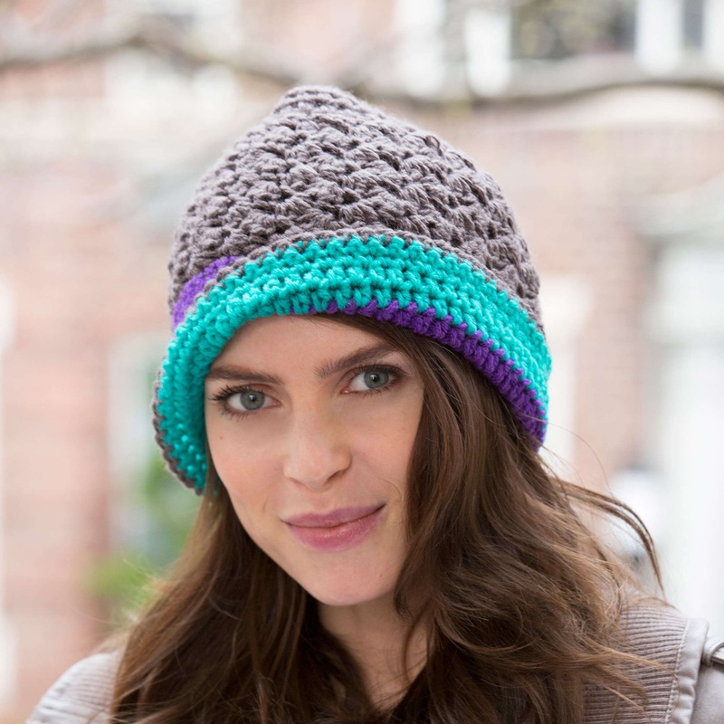 Red Heart Crochet Tri-Toned Hat