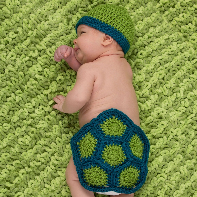 Red Heart Crochet Turtle Newborn Photo Prop