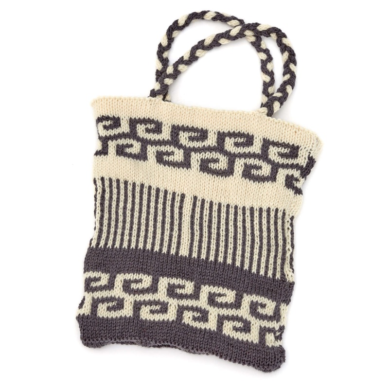Red Heart Knit Swirls and Stripes Mosaic Bag