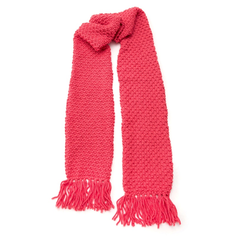 Red Heart Textured Fringe Scarf