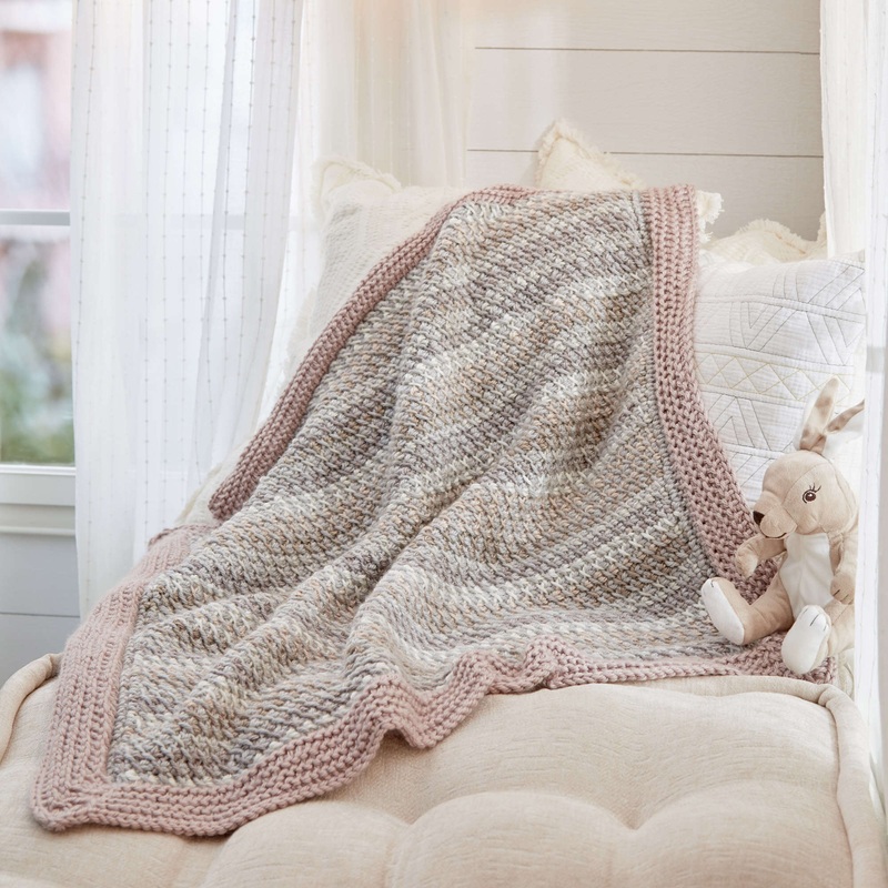 Red Heart Tunisian Crochet Peek-a-Boo Baby Blanket