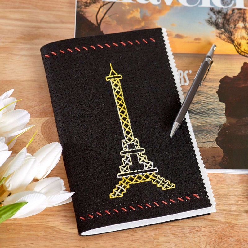 Anchor Embroidery Eiffel Tower Notebook Using Anchor Stitchable Felt