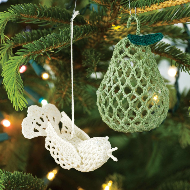 Aunt Lydia’s Crochet Baby Partridge & Pear Ornaments