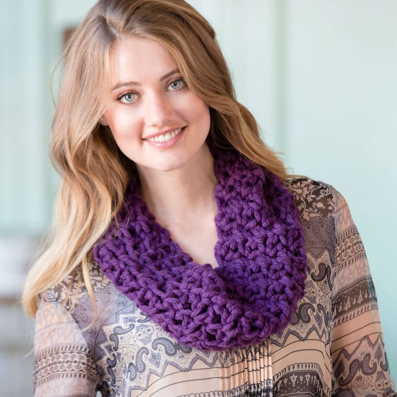 Red Heart Crochet Uniquely You Plum Cowl