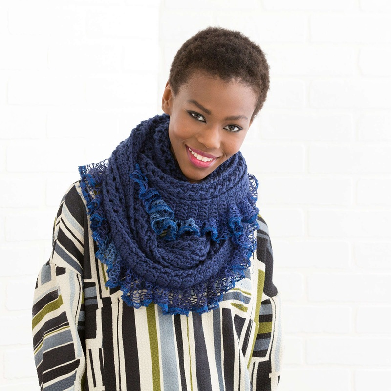 Red Heart Crochet Vortex Ruffled Cowl