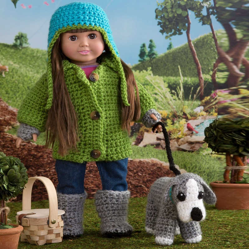 Red Heart Crochet Walking the Dog for Dolls