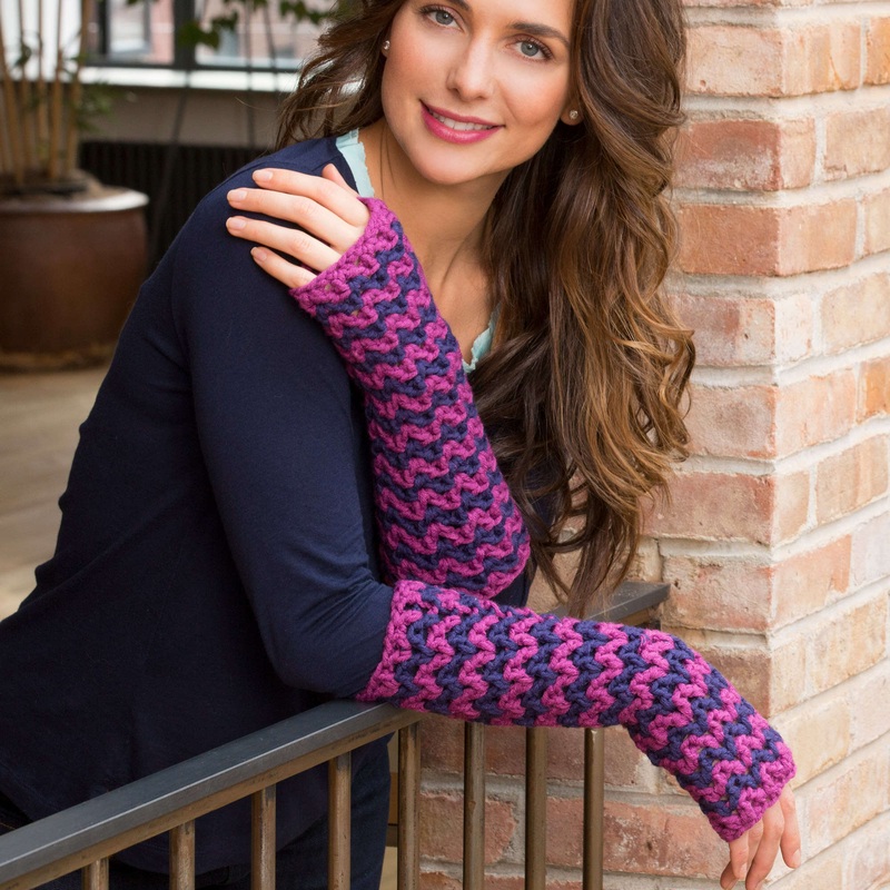 Red Heart Crochet Wavy Long Wristers