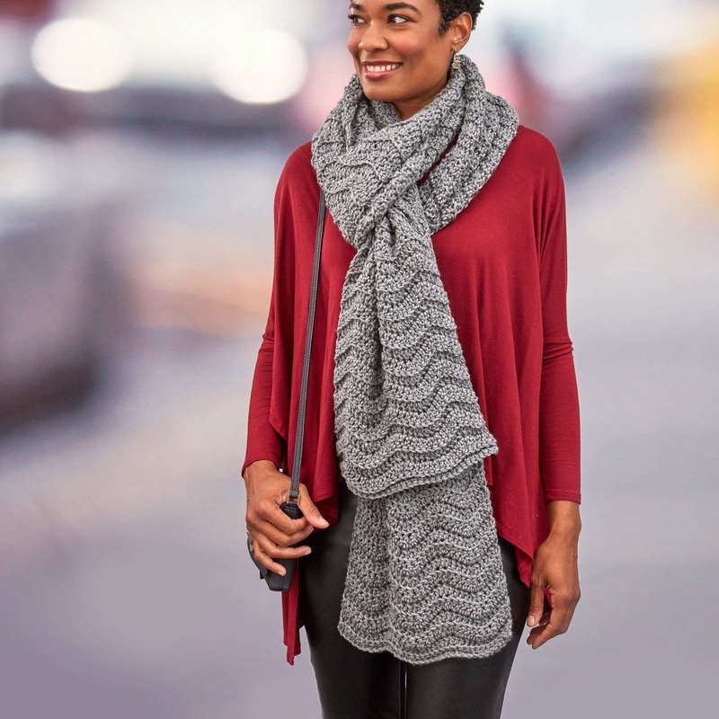 Red Heart Crochet Wavy Ridge Super Scarf