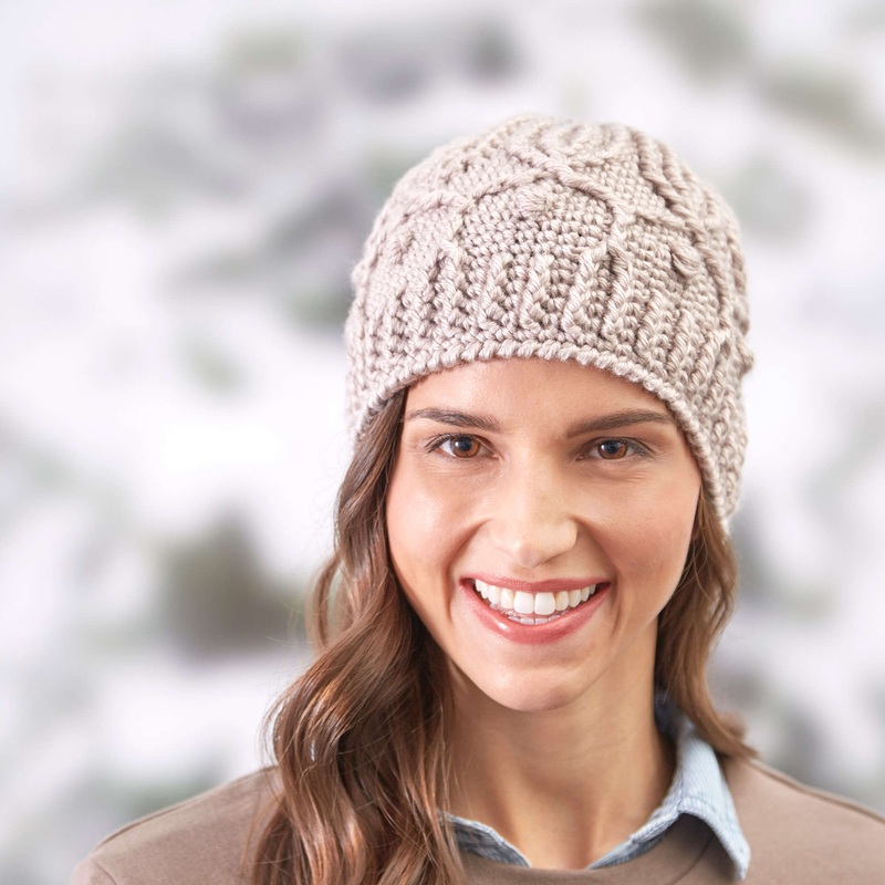 Red Heart Crochet Winter Trellis Hat