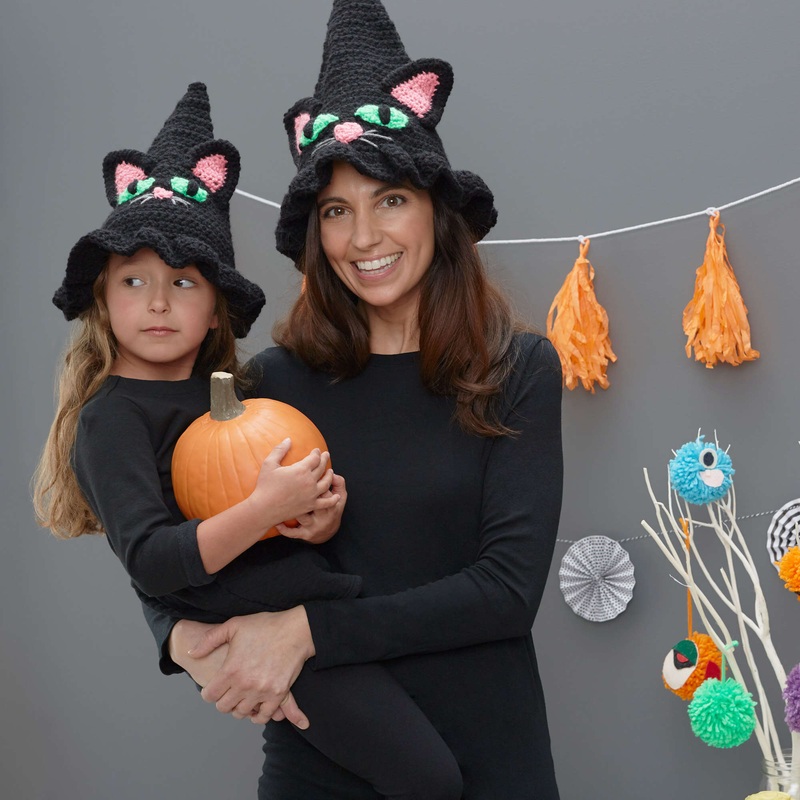 Red Heart Crochet Witchy Cat Hat