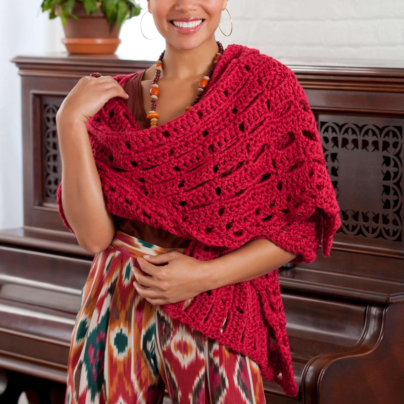 Red Heart Crochet Wrap-sody in Red