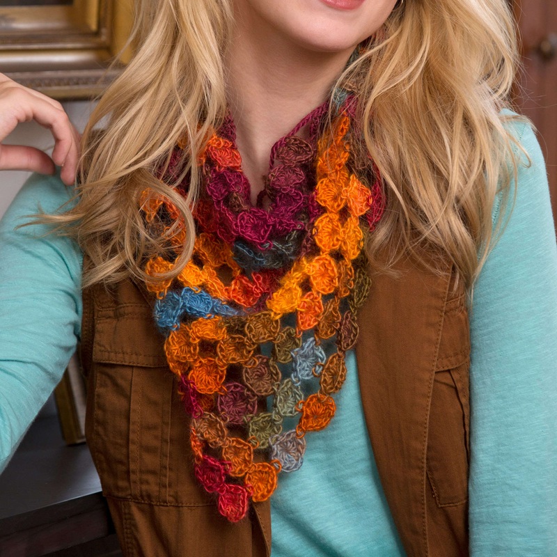 Red Heart Crochet Yo-Yo Scarf|Single Size