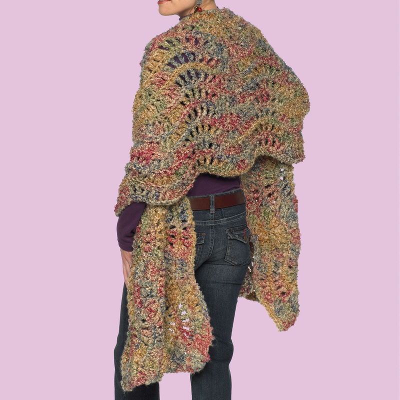 Red Heart Knit Wavy Shawl|One Size|Single Size
