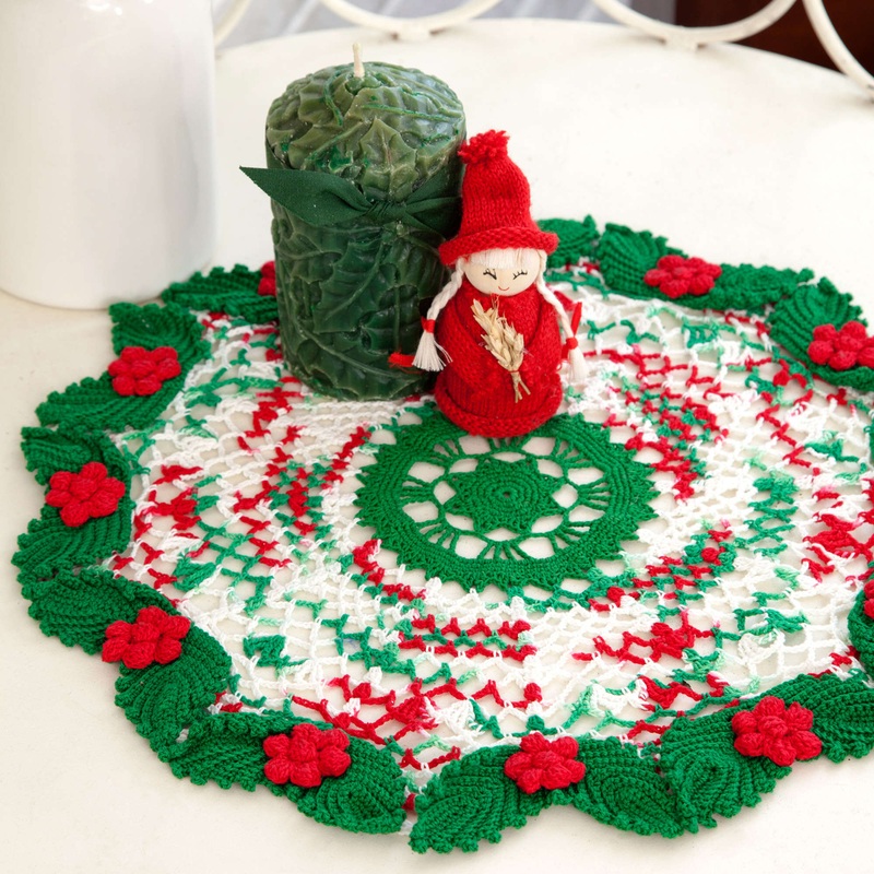 Aunt Lydia’s Crochet Holly & Lace Doily