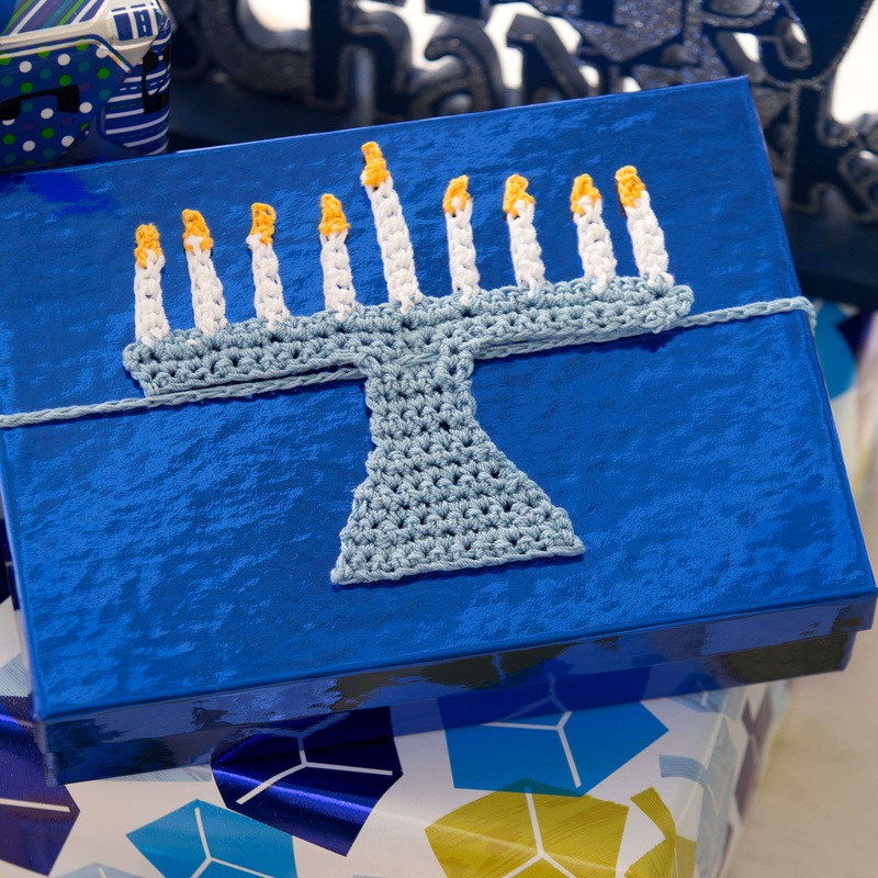 Aunt Lydia’s Crochet Menorah Gift Tie
