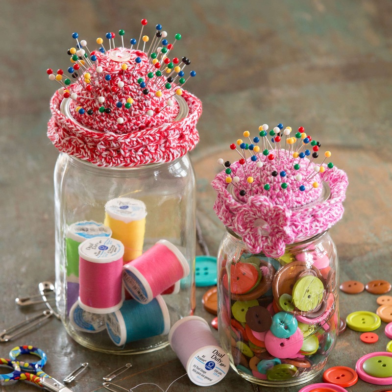 Aunt Lydia’s Crochet Pin-Cushion Jar Topper
