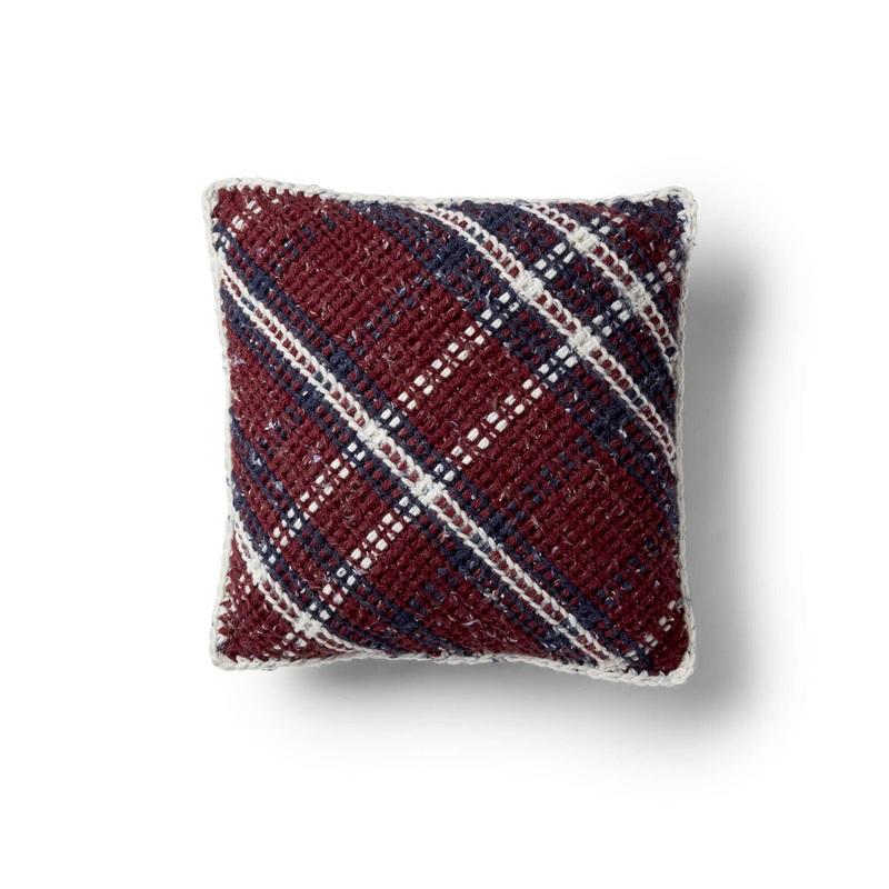 Bernat Argyle Plaid Crochet Pillow