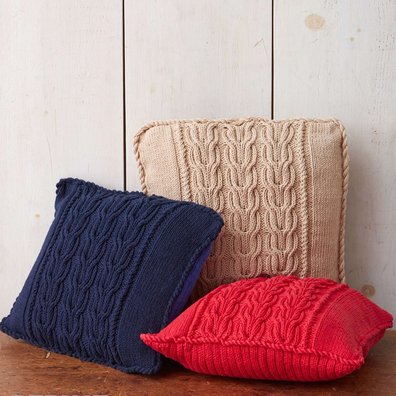 Bernat Cable Knit Trio Pillows