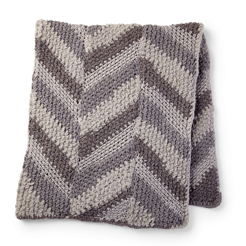Bernat Chevron Panels Crochet Blanket